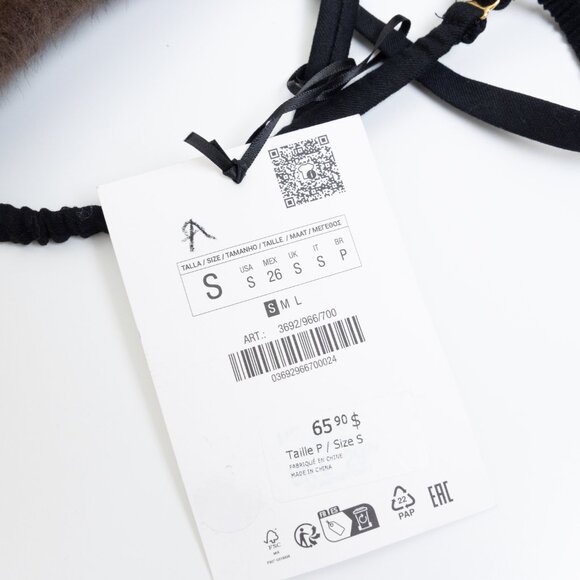 Zara Studio Faux Fur Triangle Bra Brown - Picture 9 of 9